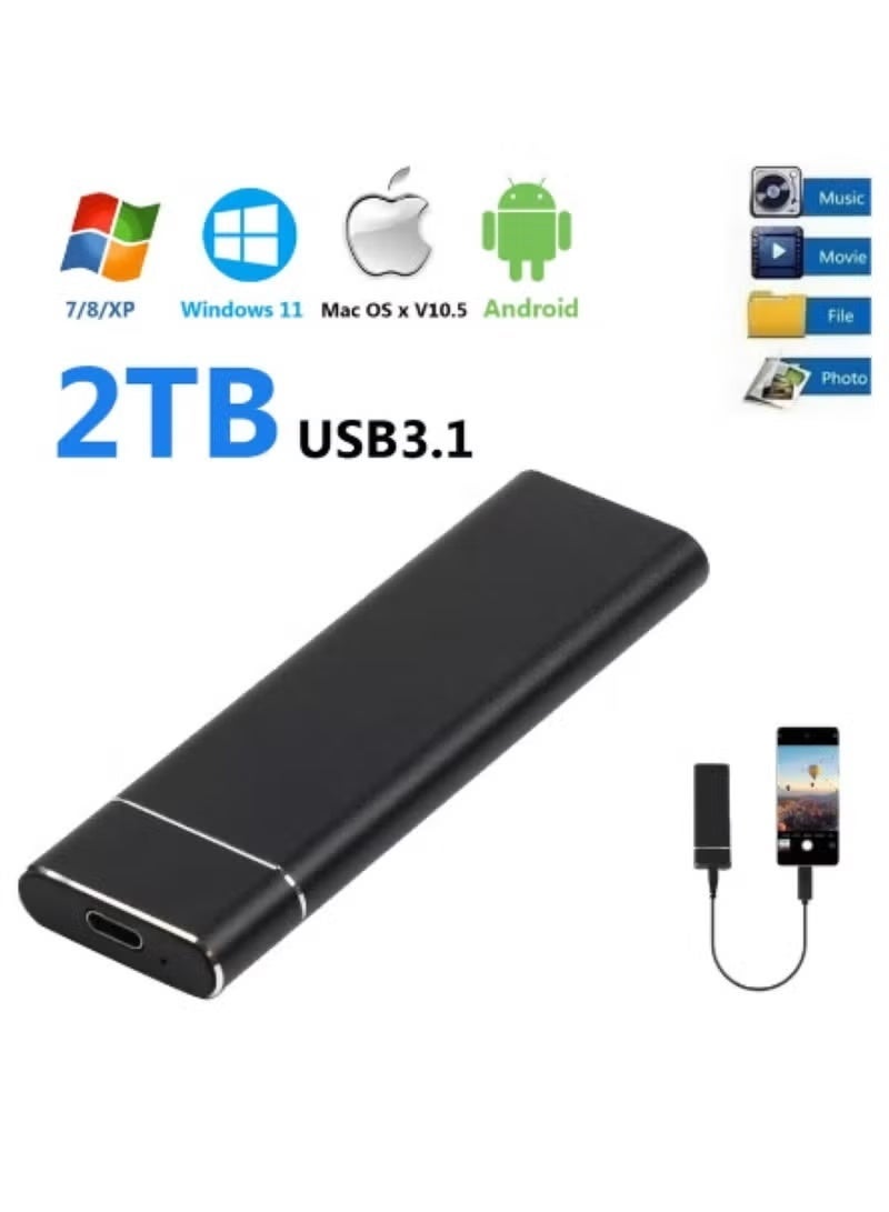 M.A&F's Portable External Hard Drive 2TB , Mini SSD Hard Drives,Solid State External Drives,Computer Backup Drive,USB 3.1 to Type-C Support Data Storage Transfer for Windows XP PC Laptop and Mac - Image 2